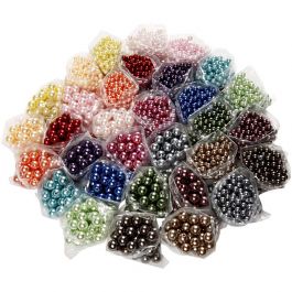 Perles de cire, d 6+10 mm, diamètre intérieur 1,5+2 mm, ass. de couleurs, 32x20 gr/ 1 Pq. [HOB-69800]