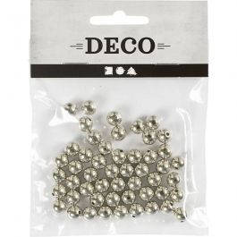 Perles de Cire, d 8 mm, diamètre intérieur 1 mm, argent, 50 pièces/ 1 Pq. [HOB-698241]