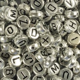 Perles lettres, d 7 mm, diamètre intérieur 1,2 mm, ca. 200 pièce, argent, 21 gr/ 1 Pq. [HOB-699330]