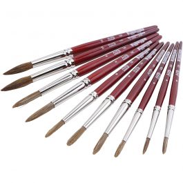 Pinceaux pour Peinture Aquarelle, 10 pièces/ 1 Pq. [HOB-662012]