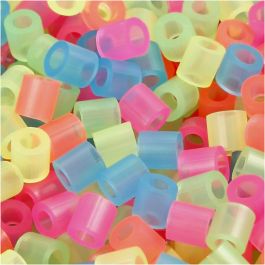 Perles à repasser, dim. 5x5 mm, diamètre intérieur 2,5 mm, medium, couleurs néons, 6000 ass./ 1 Pq. [HOB-752521]