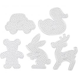 Plaque à picots, ours, voiture, rennes, canard et lapin, dim. 16x19,5-19x24 cm, JUMBO, transparent, 5 pièces/ 1 Pq. [HOB-75323]