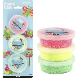 Foam Clay®, vert clair, rose néon, jaune néon, 3x14 gr/ 1 Pq. [HOB-78141]