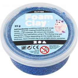 Foam Clay®, paillettes, bleu, 35 gr/ 1 boîte [HOB-788850]