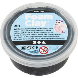 Foam Clay®, glitter noir, 35 gr/ 1 boîte [HOB-788860]