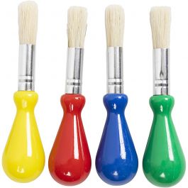 Pinceaux pour enfants, L : 11,5 cm, L : 11 mm, d 13 mm, rond, 4 pièces/ 1 Pq. [HOB-95221]