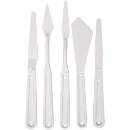Spatules en plastique, L : 17-20 cm, L : 13-33 mm, blanc, 5 pièces/ 1 Pq. [HOB-95222]