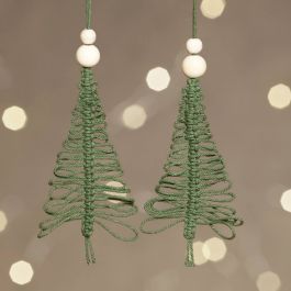 Mini Kit DIY, sapin de Noël en macramé, H : 11 cm, 1 Pq. [HOB-977411]