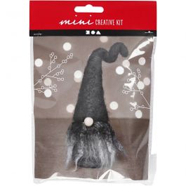Mini Kit DIY, Lutin de Noël, H : 13 cm, mix gris, 1 Pq. [HOB-977428]