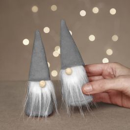 Mini Kit DIY, Lutins du Père Noël scandinaves, H : 12 cm, gris, 1 Pq. [HOB-977429]