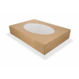 Boîte de traiteur kraft 46x32x8cm avec Fenêtre (50 pcs) [TK-9987699]