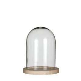 Dôme en verre avec base en bois Ø 12cm et 16 cm de hauteur (1 pièce) [IFS-29423]