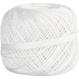 Pelote de fil de coton mercerisé, blanc, 20 gr/ 1 boule [HOB42126]