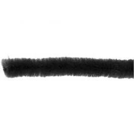 Fil chenille, noir, L: 30 cm, ép. 6 mm, 50 pièce/ 1 Pq. [HOB51618]