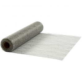 Chemin de table en tissu fileté, argent, L: 30 cm, 10 m/ 1 rouleau [HOB593018]