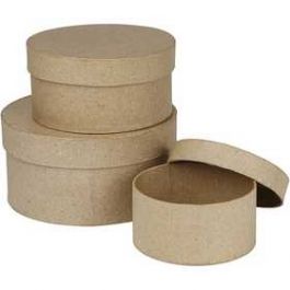 Boîtes rondes, H: 5+6,5+7,5 cm, d: 10+13+16 cm, 3 pièce/ 1 set [HOB263700]