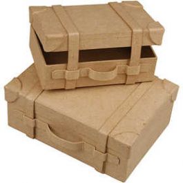 Mini-valises, H: 5 cm, L: 7.5 cm, L: 14 cm, 2 pièce/ 1 set [HOB263990]