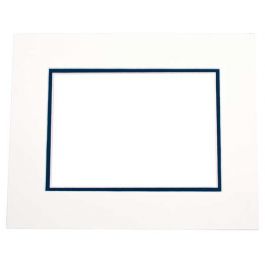 Double Passe Partout Ivoire/Bleu Foncé. 12 x 17cm pour le découpage intérieur. 20.3 x 25.4cm (10 Pièces) [MD20040]
