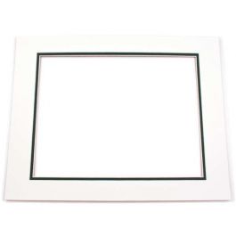 Double Passe Partout Ivoire/Vert Foncé. 12 x 17cm pour le découpage intérieur. 20.3 x 25.4cm (10 Pièces) [MD20041]
