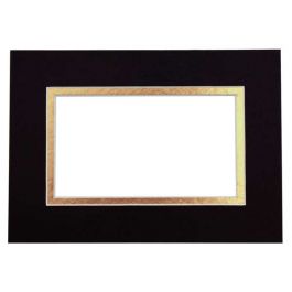 Double Passe Partout Noir/Or. 9.5 x 14.5cm pour le découpage intérieur. 12.7 x 17.8cm (10 Pièces) [MD20184]