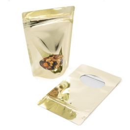 Doypack Or avec Fenêtre Ovale 13x7x20.5cm | 113g (100 pièces) [ZBGMO3SG]