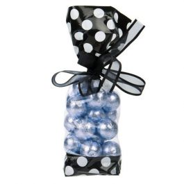 Sachet SOS imprimé noirs avec pois blancs, 6.7x4.8x27.3 cm (100 pièces) [G2BW]