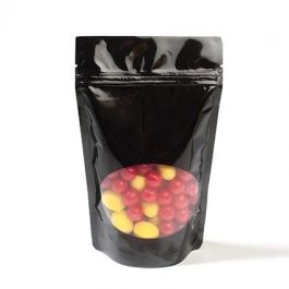 Doypack Noir avec fenêtre 22.9x12.1x34.3cm | 907g (100 pièces) [ZBGO6B]