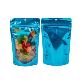 Doypack Transparentes bleues 13x7,9x20,6cm Trou de suspension (100 pièces) [ZBGB3AM]
