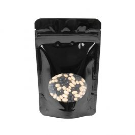 Doypack Noir avec fenêtre ovale 10.2x6x15.2cm | 57g (100 pièces) [ZBGO2B]