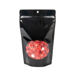 Doypack Noir avec fenêtre ovale 13x7,9x20,6cm | 113g Trou de suspension (100 pièces) [ZBGO3BH]