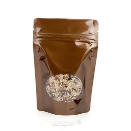 Doypack Bronze Métallisé avec fenêtre ovale 10.2x6x15.2cm | 57g (100 pièces) [ZBGMO2BZ]