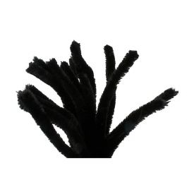 Fil chenille, noir, L: 30 cm, ép. 4 mm, 50 pièce/ 1 Pq. [HOB-760184]
