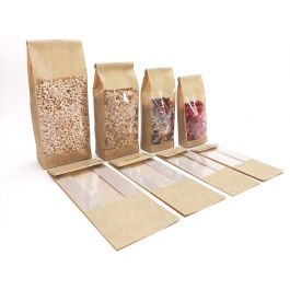 Sachet SOS marron aspect kraft 60my+fenêtre 12+7x33cm (50 pcs) [DV-D299883]