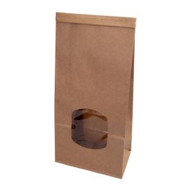 Sachets Kraft brun avec Fenêtre 11.5x7x24,5 cm refermable (400 pièces) [GB-DRE02740]