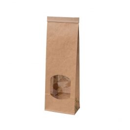 Sachets Kraft Ecologiques brun avec fenêtre 8.8x4.7x26 cm refermable (500 pièces) [GB-DRE02760]