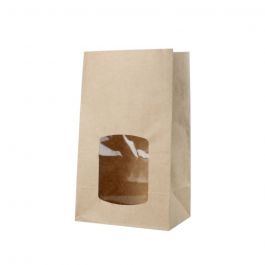 Sachets Kraft Ecologiques brun avec fenêtre 15x10x25 cm (500 pièces) [GB-DRE03961]