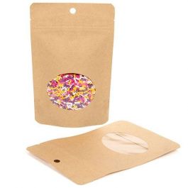 Doypack Compostable Kraft avec fenêtre oval 10,2x6x15,2cm 57g (100 pièces) [ZBGEO2K]