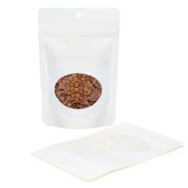 Doypack Kraft Blanc Compostable 10.2x6x15.2cm avec Fenêtre Ovale | 57g (100 pièces) [ZBGEO2W]