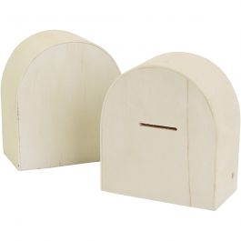 Tirelire en bois, dim. 10x9 cm, 12 pièces/ 1 Pq. [HOB-669061]