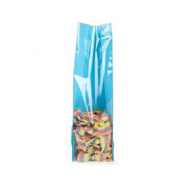 Sachet à soufflet à fond plat Bleu néon 8,9x5,7x30,5cm avec insert en papier (100 pièces) [FGPB16NB]