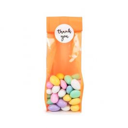Sachet à soufflet à fond plat Neon Orange 7x5,1x25,4cm avec insert en papier (100 pièces) [FGPB17NO]