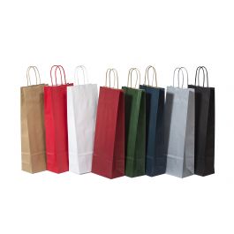 Sac à bouteilles en papier kraft jaune 110 g/m 14x8x39 cm (50 pcs) [PAWF1439Y]