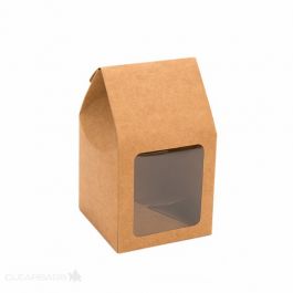 Boite pâtissière kraft avec fenêtre 8,9x8,9x16,5cm (25 Pièces) [FS320]