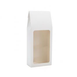 Boîte en papier kraft blanc avec fenêtre 9x4.5x21.5cm (25 Pièces) [FS338]