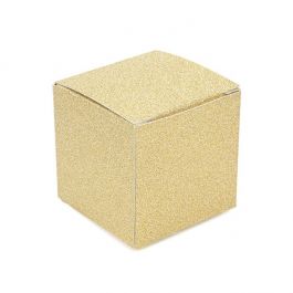Boîte pliante paillettée Or 5x5x5 cm (25 pièces) [FB1GG]