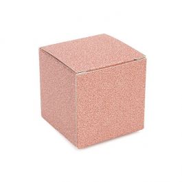 Boîte pliante pailletée Rose or 5x5x5 cm (25 pièces) [FB1RG]
