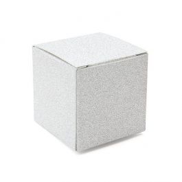Boîte pliante paillettée Argent 5x5x5 cm (25 pièces) [FB1SG]
