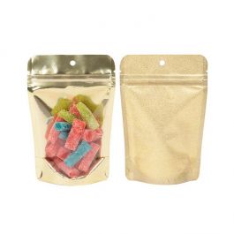 Doypack Transparentes dorées 10,2x6x15,2cm (100 pièces) [ZBG2GLG]