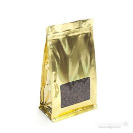 Sac à maintient en or métallisé avec fenêtre transparente rectangulaire 12.7 x 7.6 x 20.3cm (100 Pieces) [SQMS7SG]
