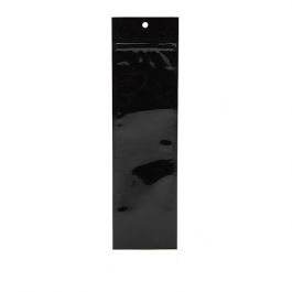 Sachet zip haute barrière avec trou de suspension noir métallisé 6.3x22.8cm (100 pièces) [HZBB1MB]